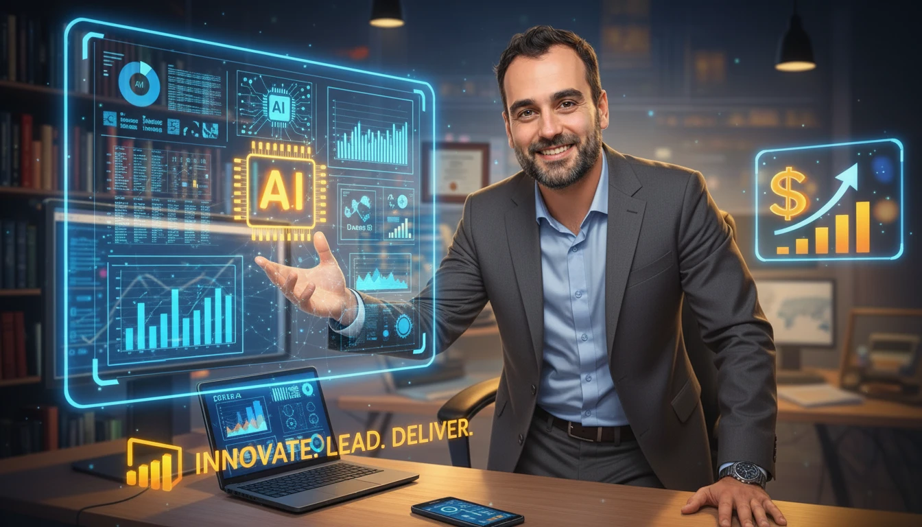 Rodrigo Póvoa presenting data analytics and artificial intelligence concepts